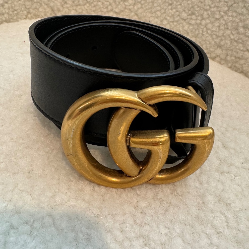 **SOLD** Gucci Marmont GG Black Leather Belt